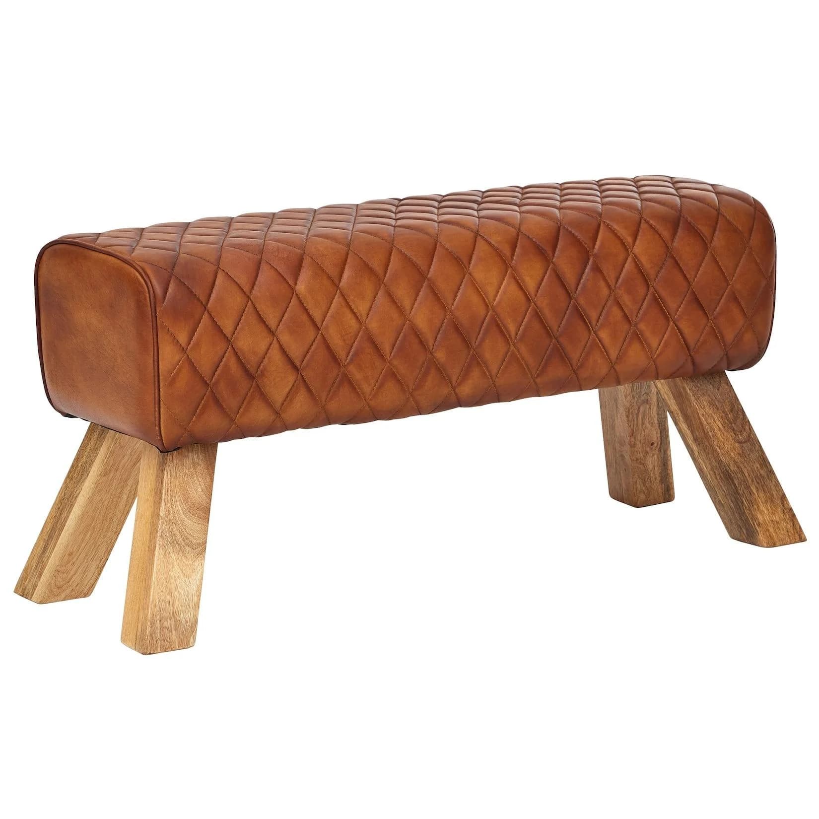 KADIMA DESIGN Extravagante Echtleder-Sitzbank mit massivem Mango Holz