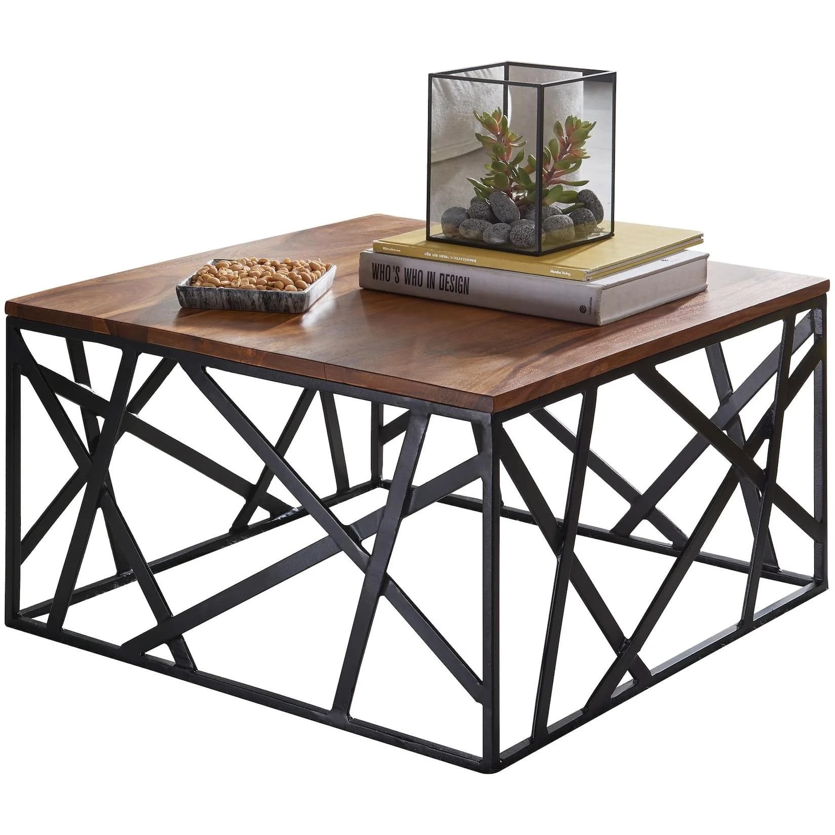 KADIMA DESIGN Industrial Couchtisch Sheesham Schwarz