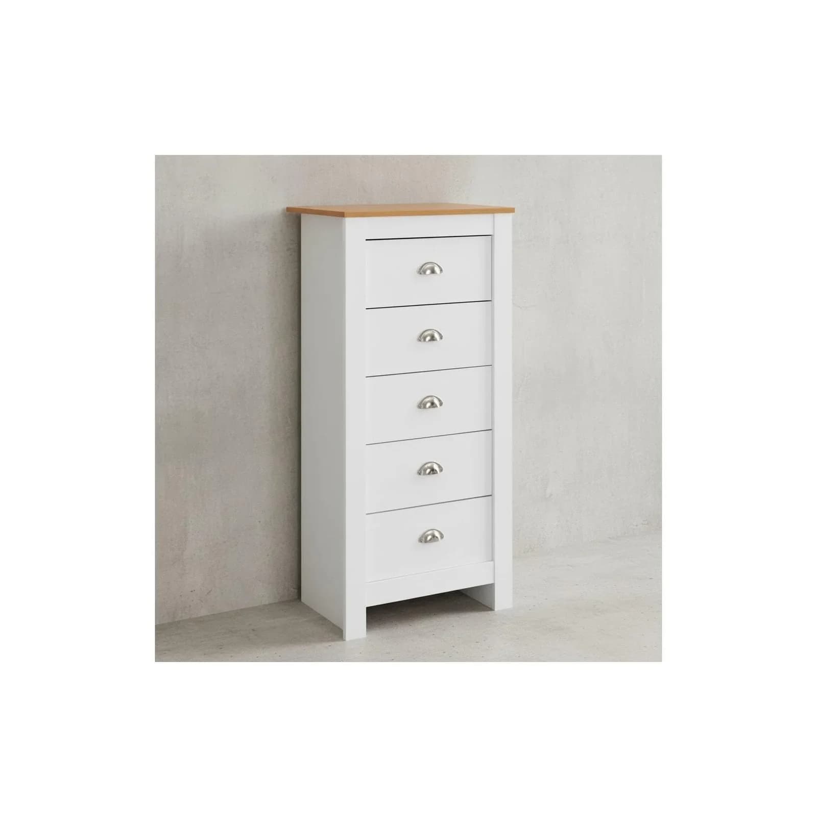 KADIMA DESIGN Eiche-Weißes Sideboard 5 Schubladen Platzsparender Stauraum
