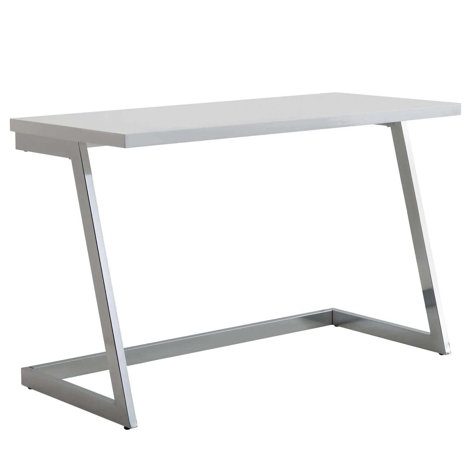 KADIMA DESIGN Schreibtisch SARNOT Hochglanz Weiß/Gold/Silber Metallgestell