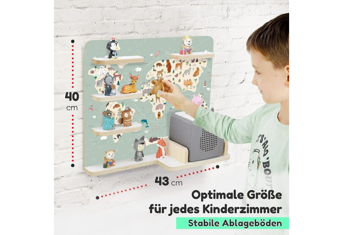 stadtecken Kinderregal Bunt für Toniebox & 35 Figuren mit Magnet
