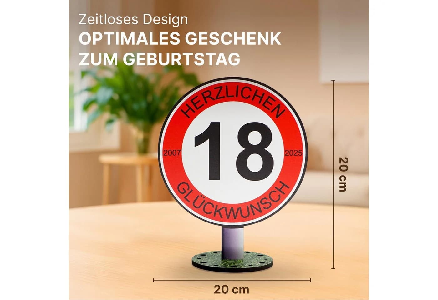 DARO Design Dekoschild 50. Geburtstag Verkehrsschild Holz mit Standfuß
