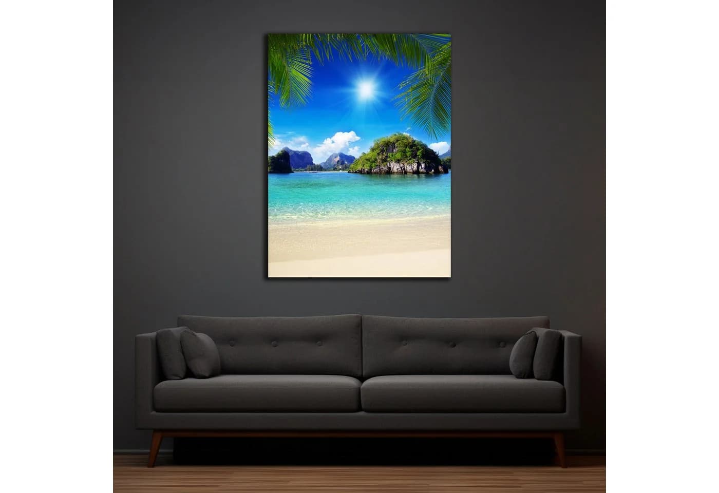 DARO Design Leinwandbild Abstrakt Strand Berge Modern Boho Wandbild