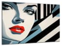 DARO Design Leinwandbild Abstrakt Frau mit roten Lippen Schwarz/Rot Bild 2