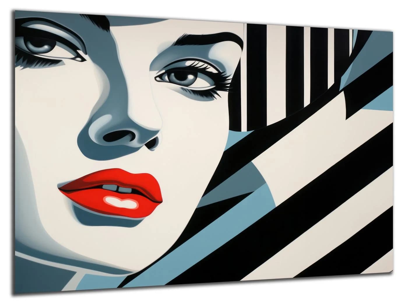 DARO Design Leinwandbild Abstrakt Frau mit roten Lippen Schwarz/Rot - Bild 2