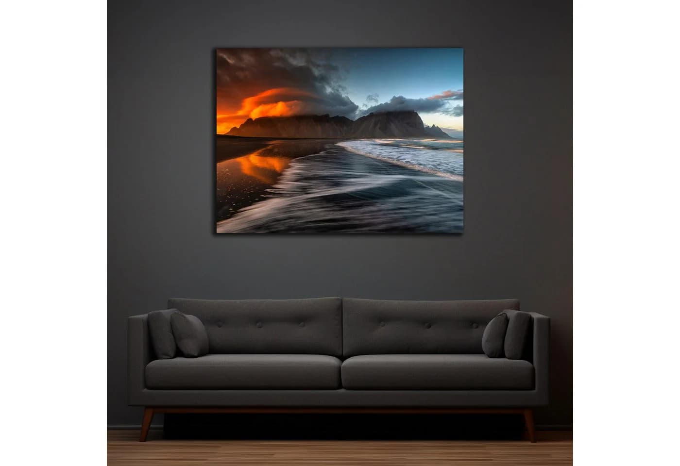 DARO Design Leinwandbild Abstrakt Sonnenuntergang Gold Modern