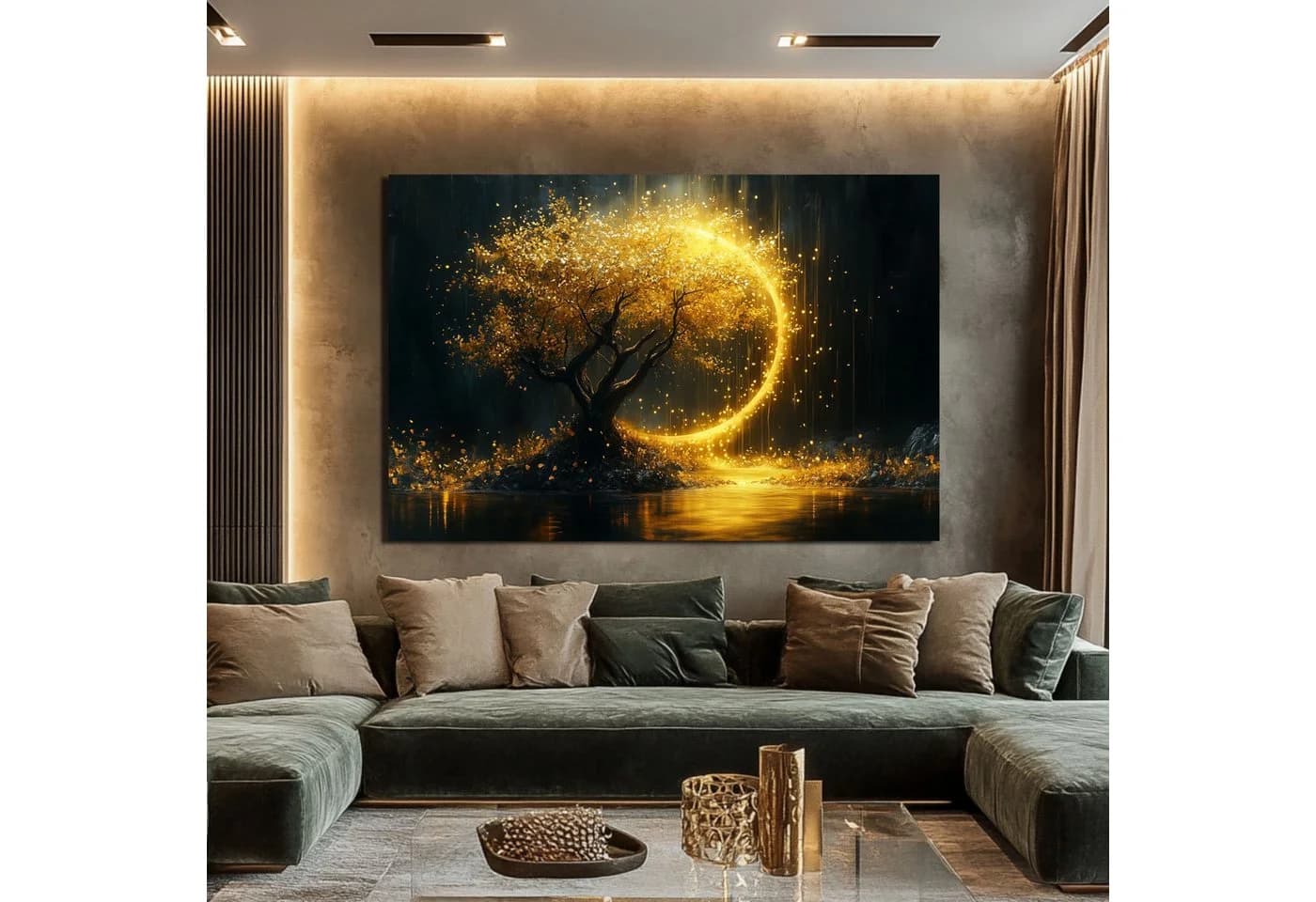 DARO Design Leinwandbild Modern Abstrakt Gold Schwarz Weiß - Bild 4