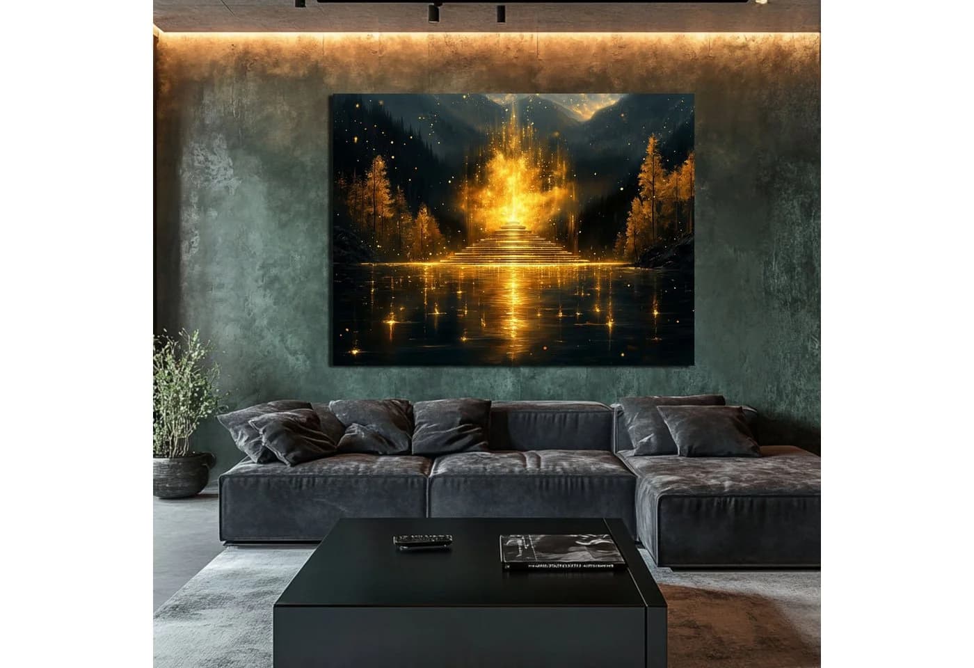DARO Design Leinwandbild Modern Abstrakt Wandbild goldener Altar - Bild 4