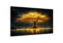 DARO Design Leinwandbild Modern Abstrakt Goldener Baum Wanddeko Bild 2