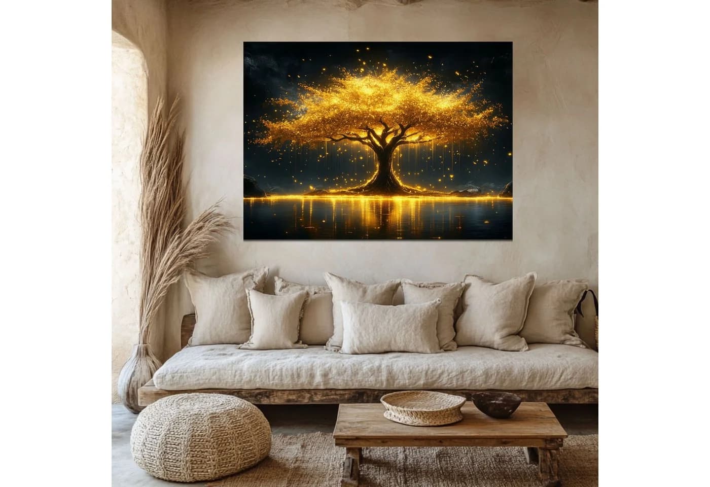 DARO Design Leinwandbild Modern Abstrakt Goldener Baum Wanddeko - Bild 3