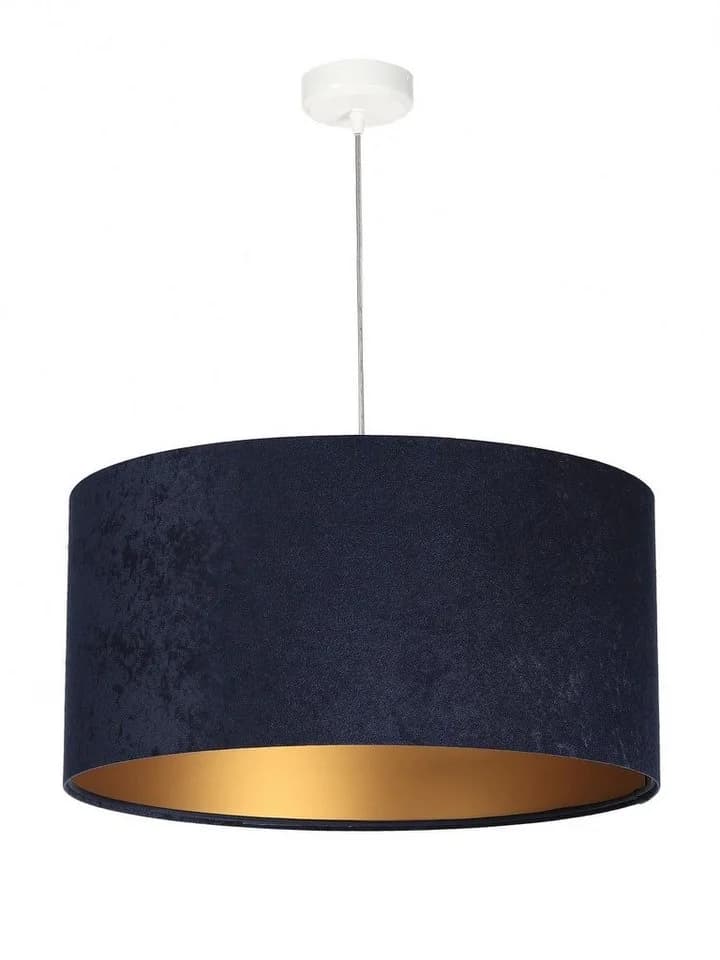 Licht-Erlebnisse Pendelleuchte AIMEE Retro Blau Gold Stoff E27 - Bild 2