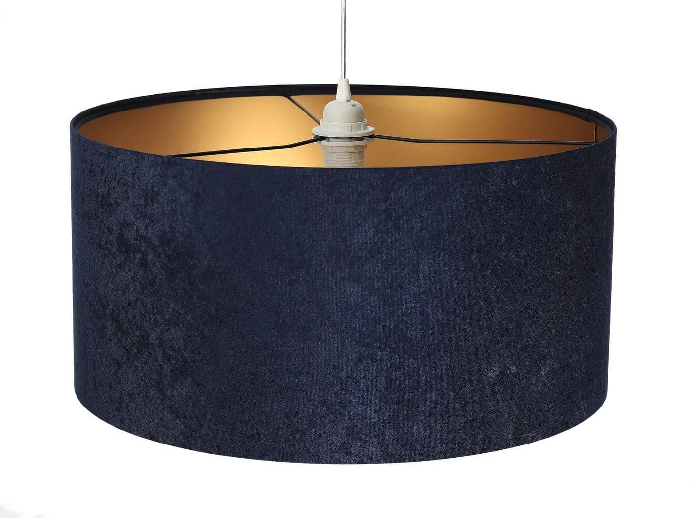 Licht-Erlebnisse Pendelleuchte AIMEE Retro Blau Gold Stoff E27 - Bild 5