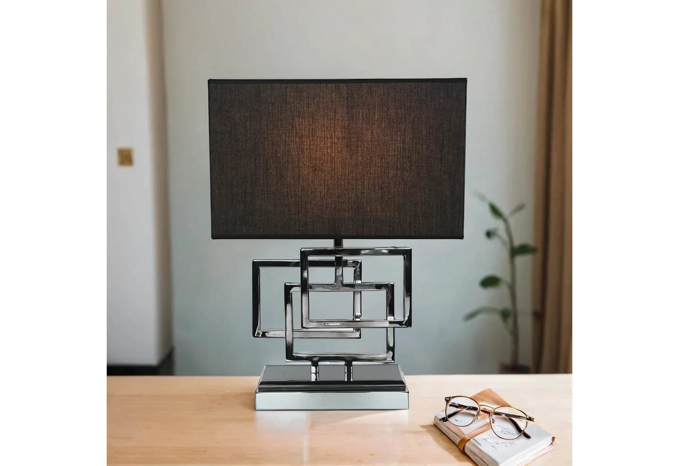 Licht-Erlebnisse Nachttischlampe TEVELL Modern Silber Schwarz E27