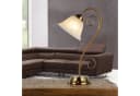 Licht-Erlebnisse Nachttischlampe ATHEN Weiß Messing E14 Glas Metall Bild 1