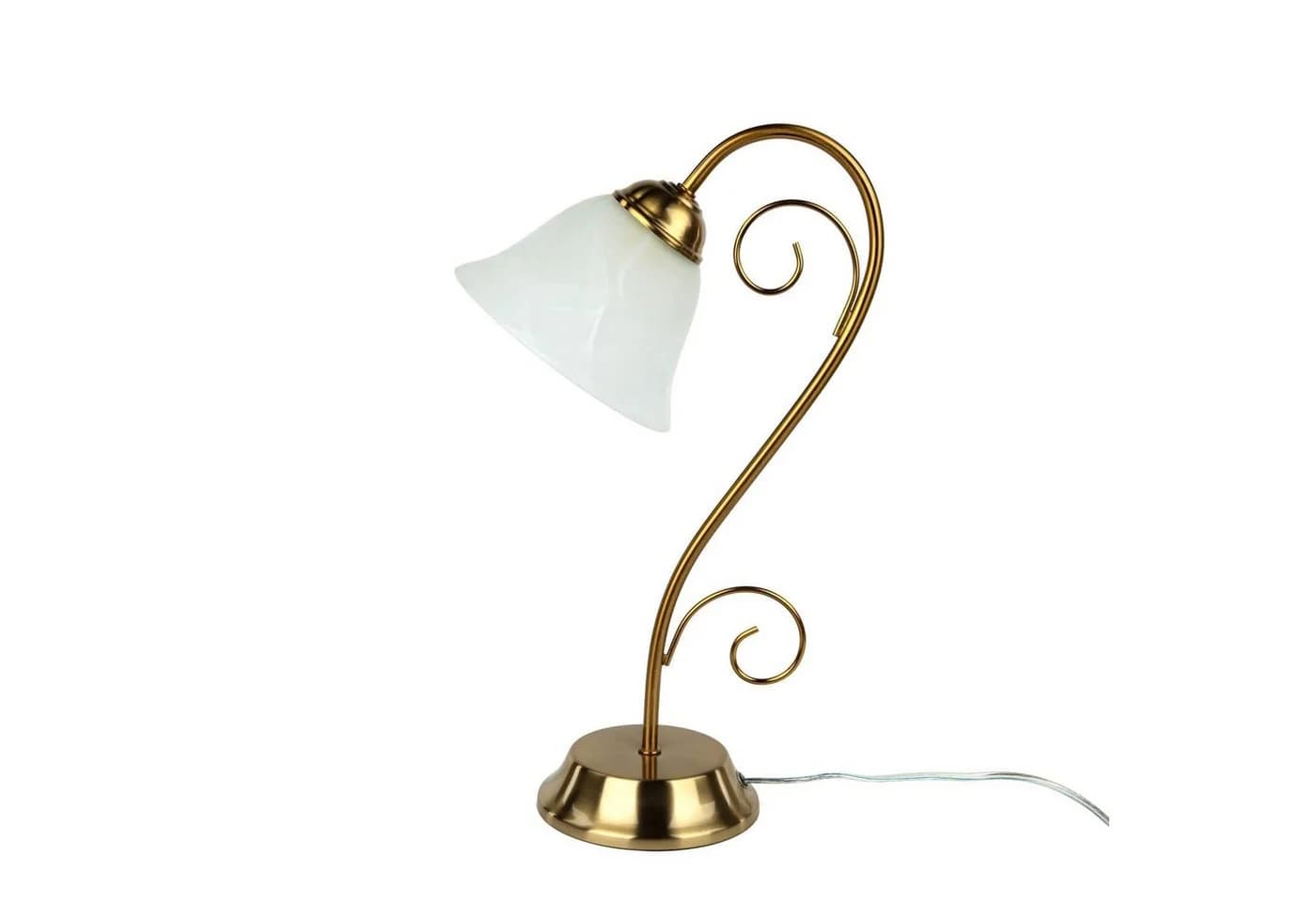 Licht-Erlebnisse Nachttischlampe ATHEN Weiß Messing E14 Glas Metall - Bild 2