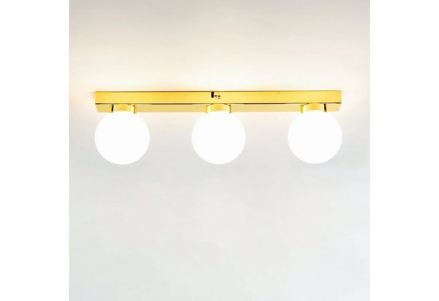 Licht-Erlebnisse Deckenleuchte STAR Glas Kugelschirm Weiß Gold