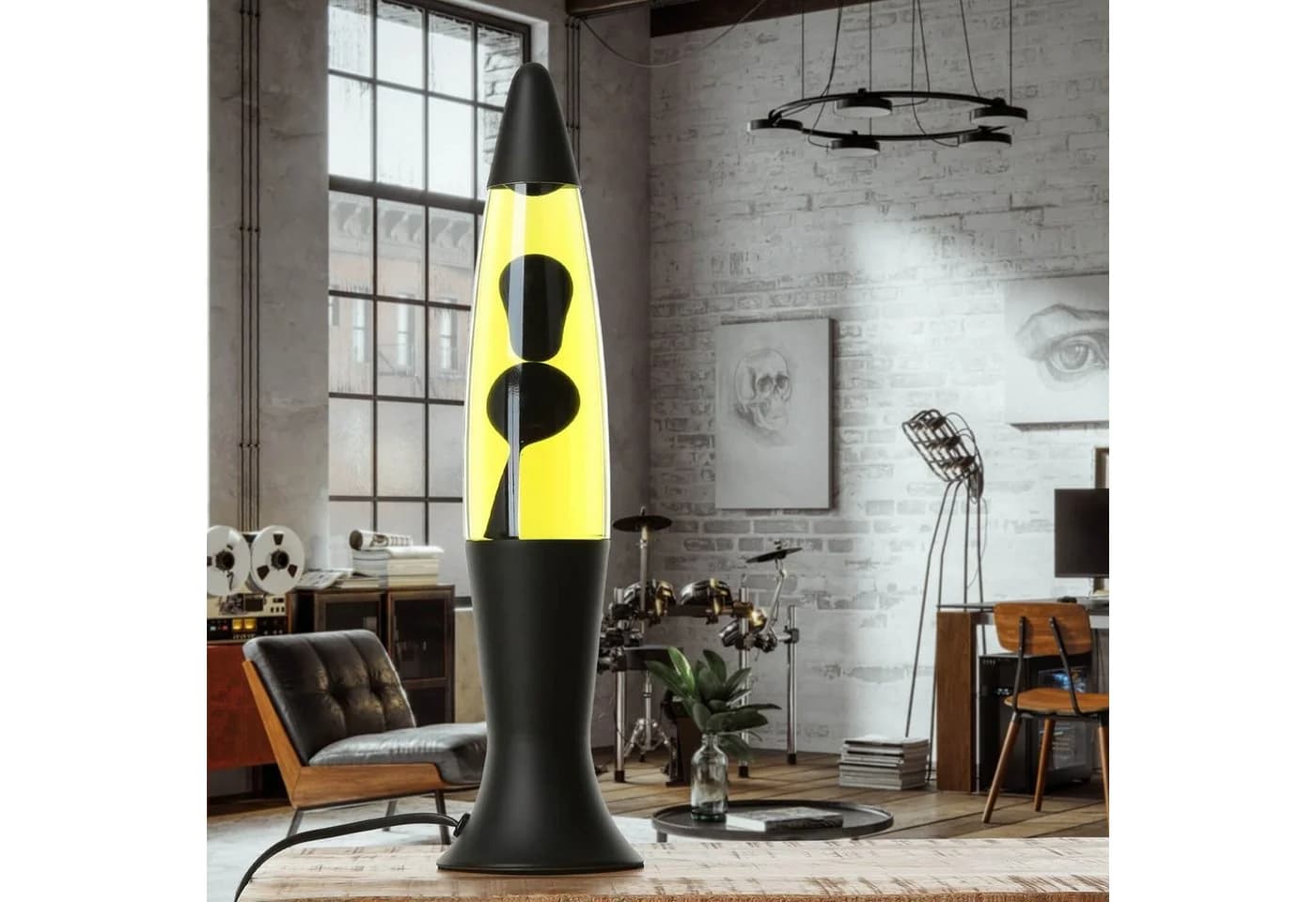 Licht-Erlebnisse Lavalampe ROXY Retro Schwarz Gelb