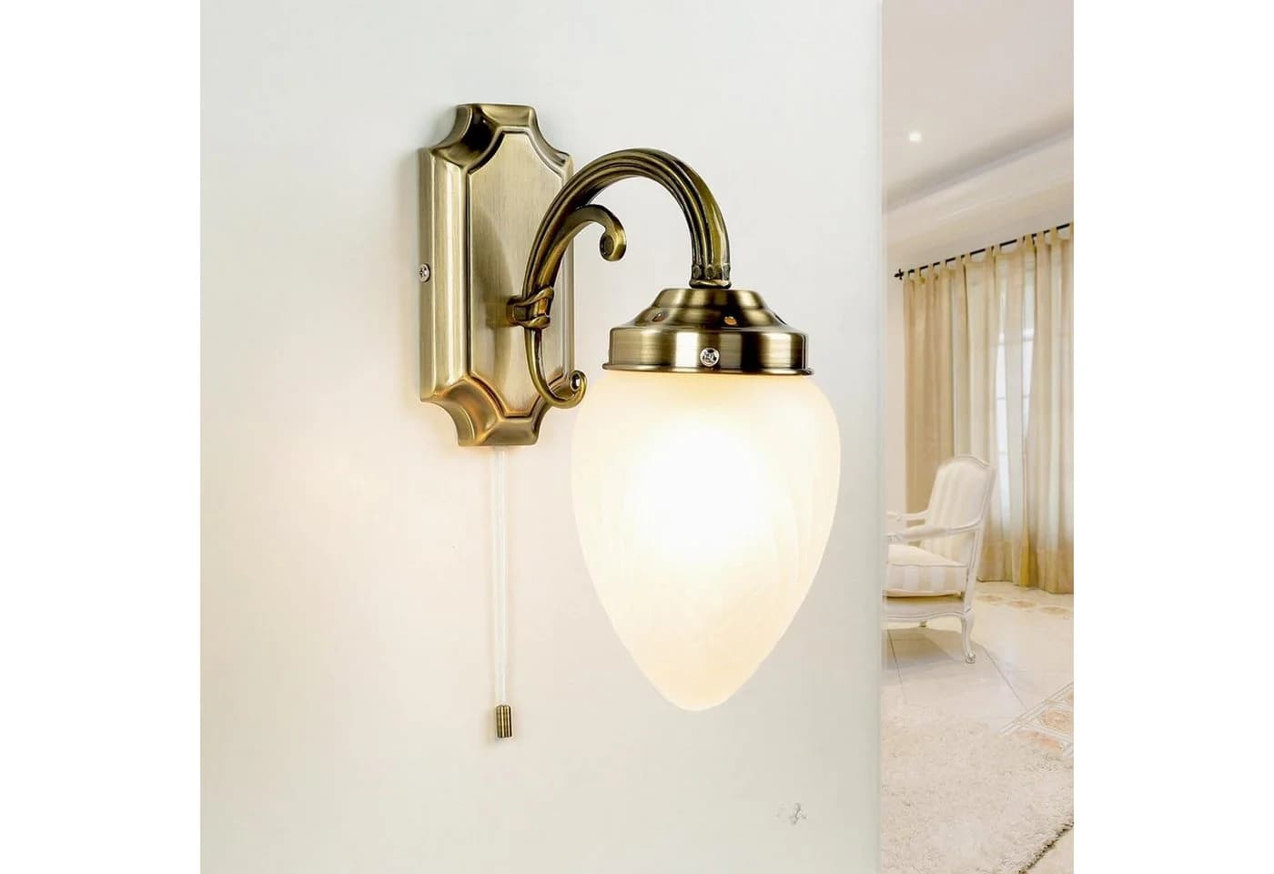 Licht-Erlebnisse Wandleuchte MAHJA Bronze Glas Metall Jugendstil