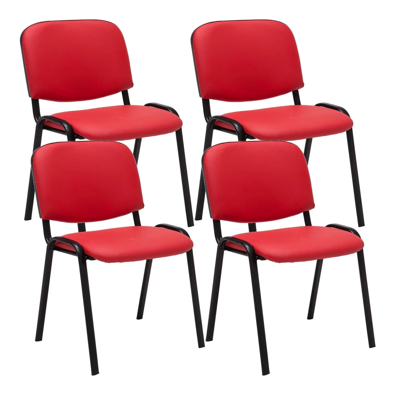 CLP 4er Set Besucherstuhl Ken Kunstleder Stapelstuhl Metallgestell