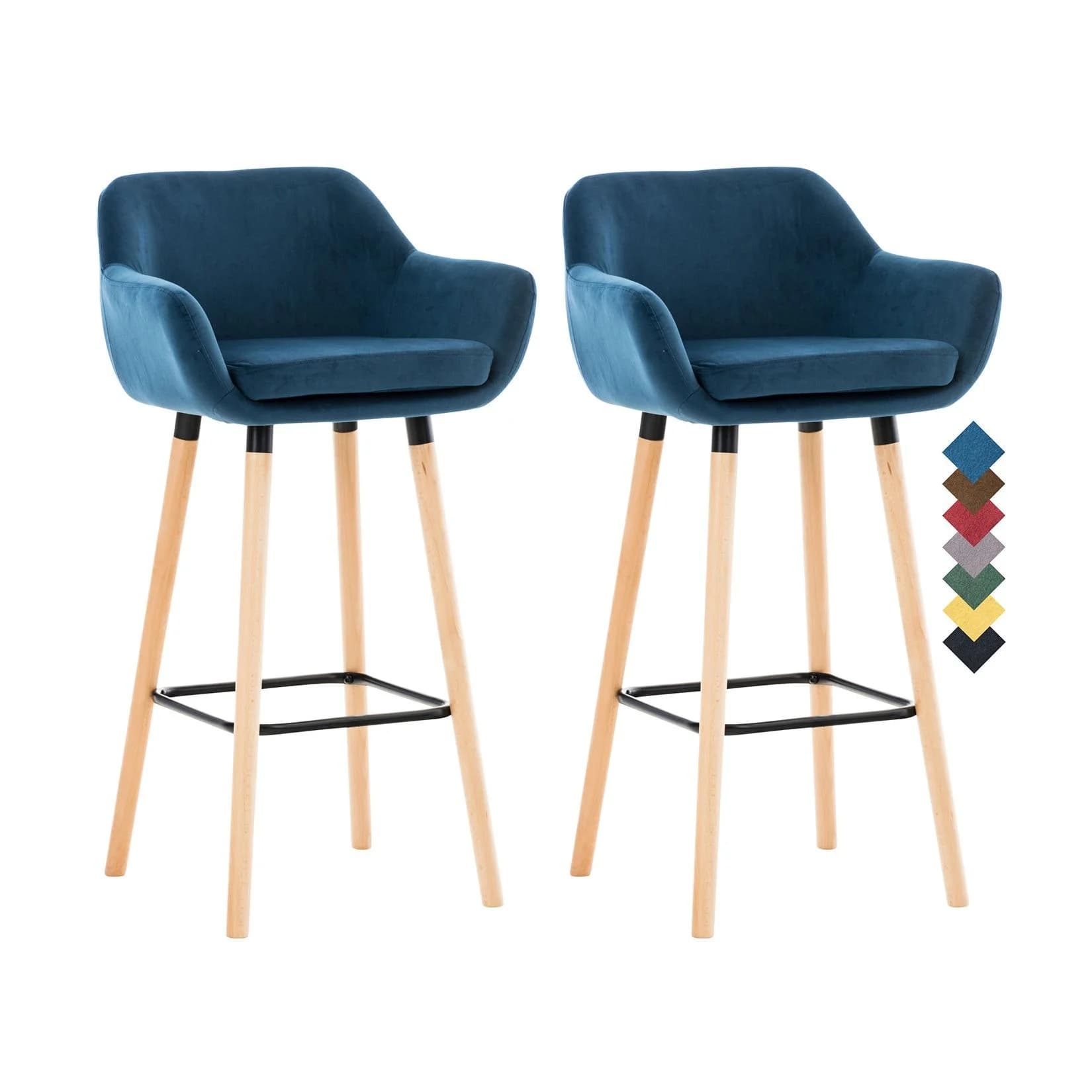 CLP Barhocker 2er Set Grant mit Samtbezug und Lehne