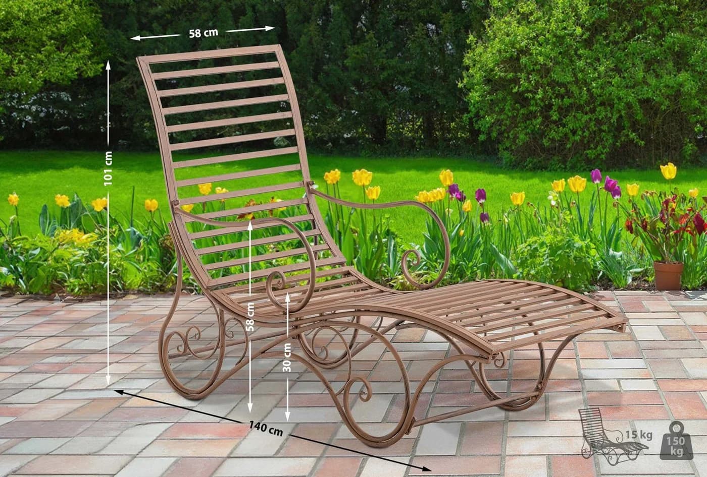 CLP Gartenliege Amiens Eisen Antikbraun