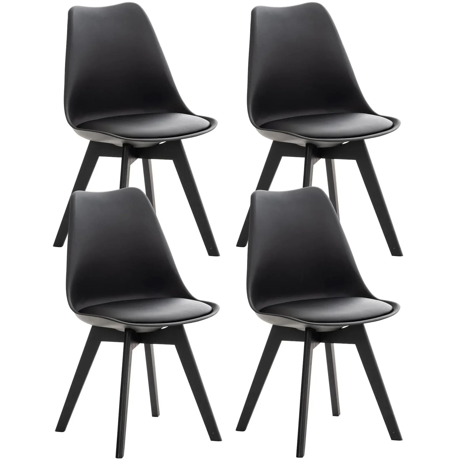 CLP 4er Set Esszimmerstuhl Linares Kunststoff Holzgestell
