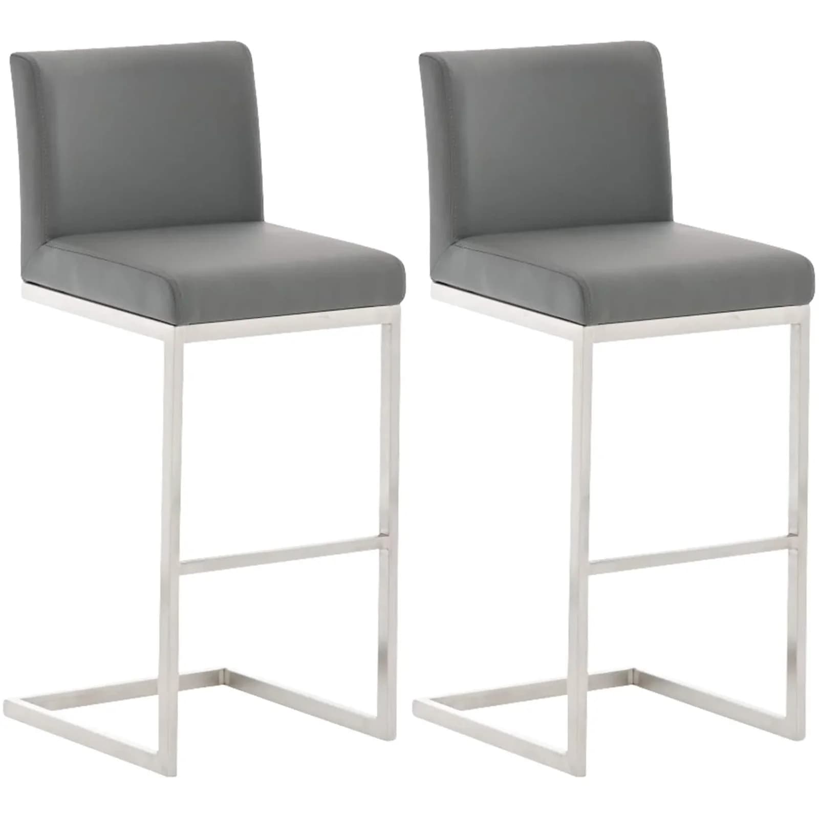 CLP Barhocker 2er Set Paros mit Lehne Kunstleder Edelstahl