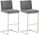 CLP Barhocker 2er Set Paros mit Lehne Kunstleder Edelstahl Bild 3