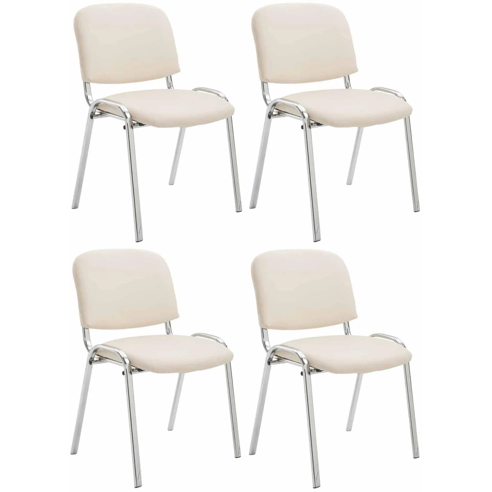 CLP 4er Set Stühle Ken Chrom Kunstleder Stapelbar