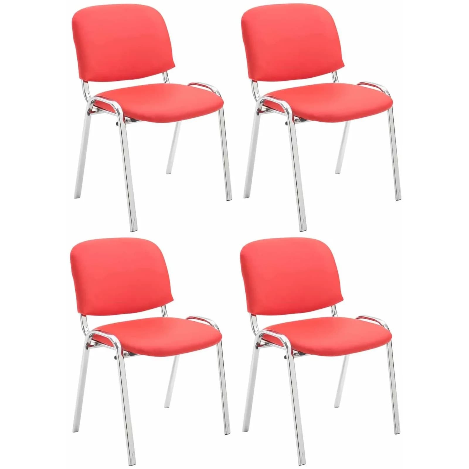 CLP 4er Set Stühle Ken Chrom Kunstleder Gepolstert Stapelbar
