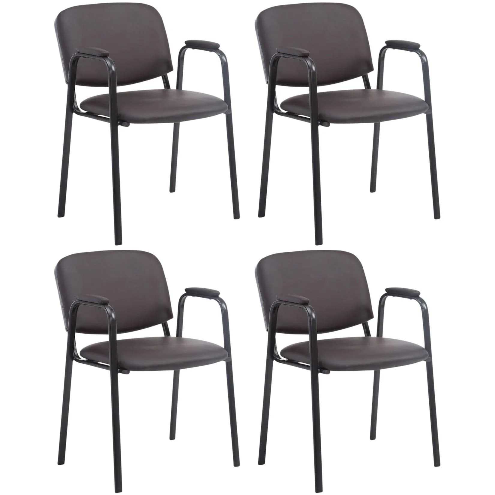CLP Stapelstuhl 4er Set Ken Pro Schwarz Kunstleder