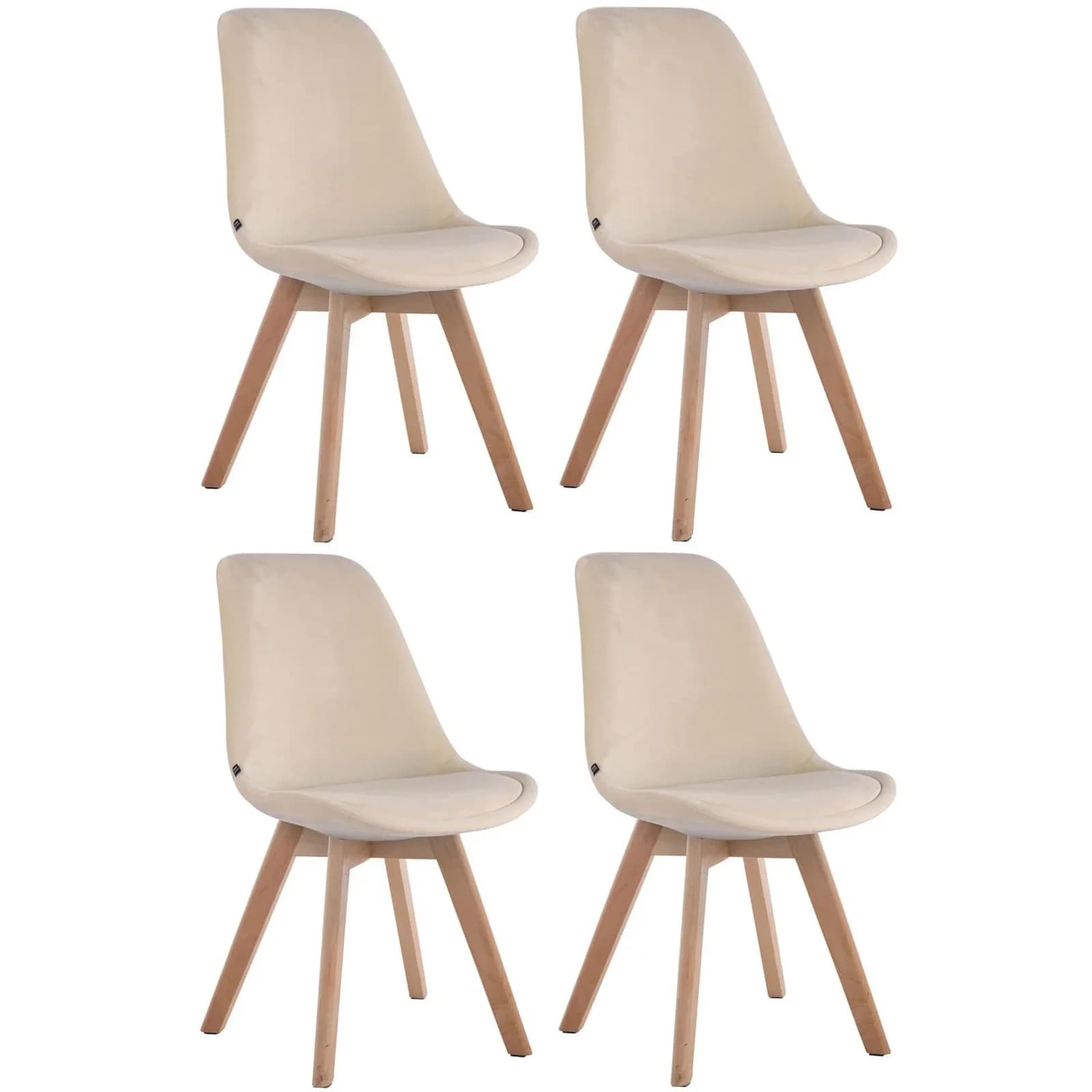 CLP 4er Set Retrostühle Borneo Samt Holzgestell