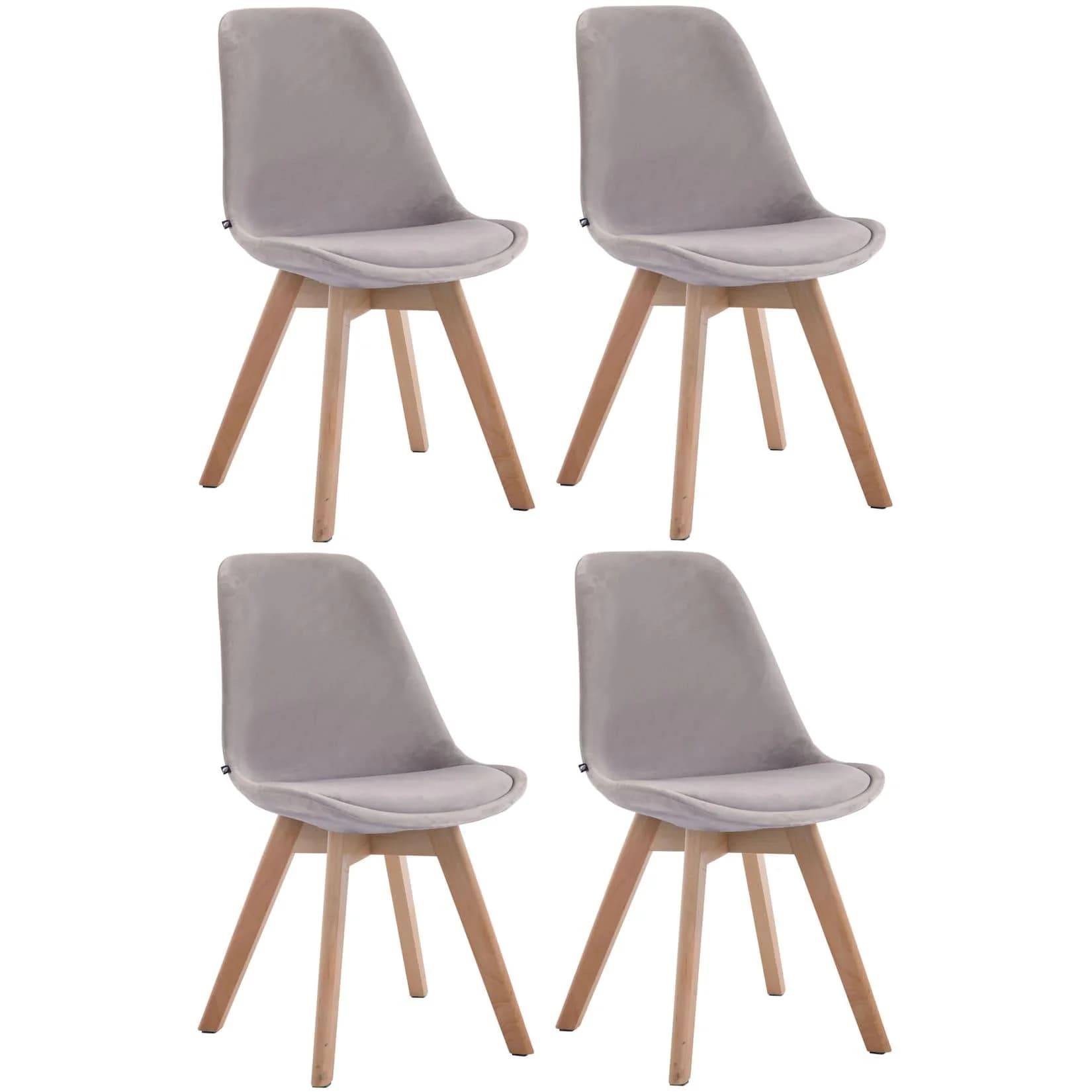 CLP 4er Set Retrostühle Borneo Samt Holzgestell