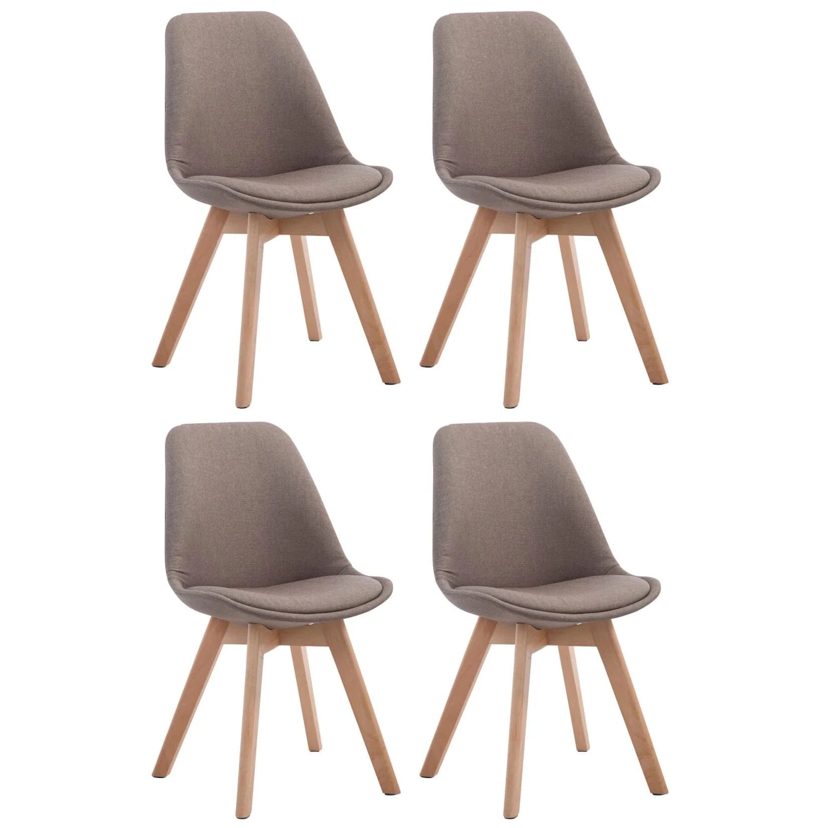 CLP 4er Set Retrostühle Borneo V2 Stoffbezug Holzgestell