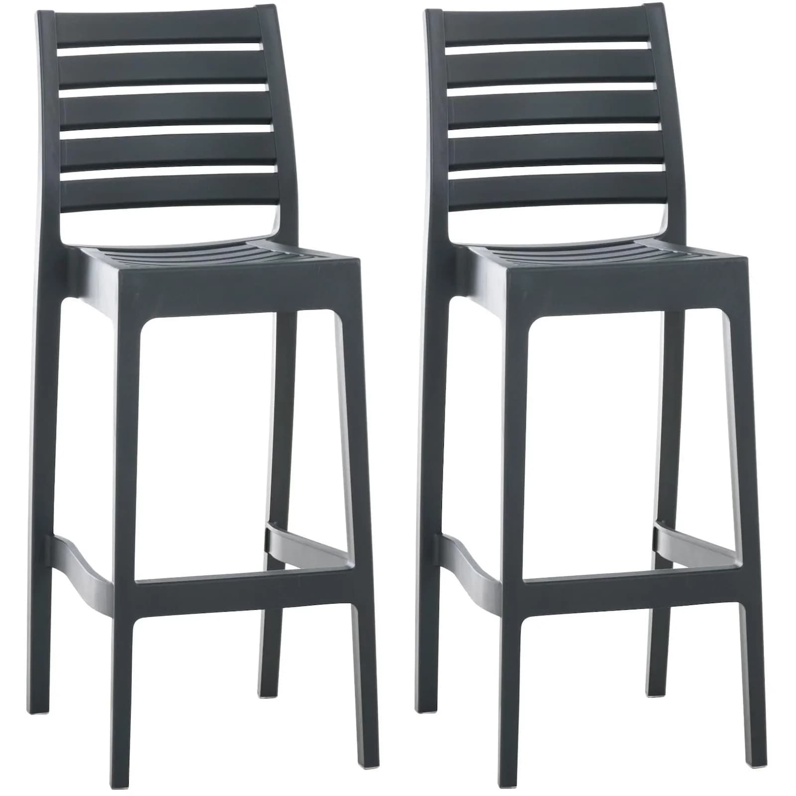 CLP 2er Set Outdoor-Barhocker Ares Mit Fußstütze Stapelbar Rattan-Optik
