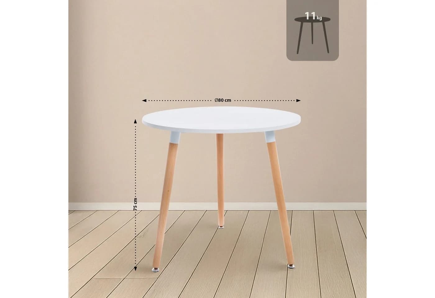 CLP Essgruppe Lansgar 1 Tisch 80 cm 4 Stühle Buchenholz - Bild 2