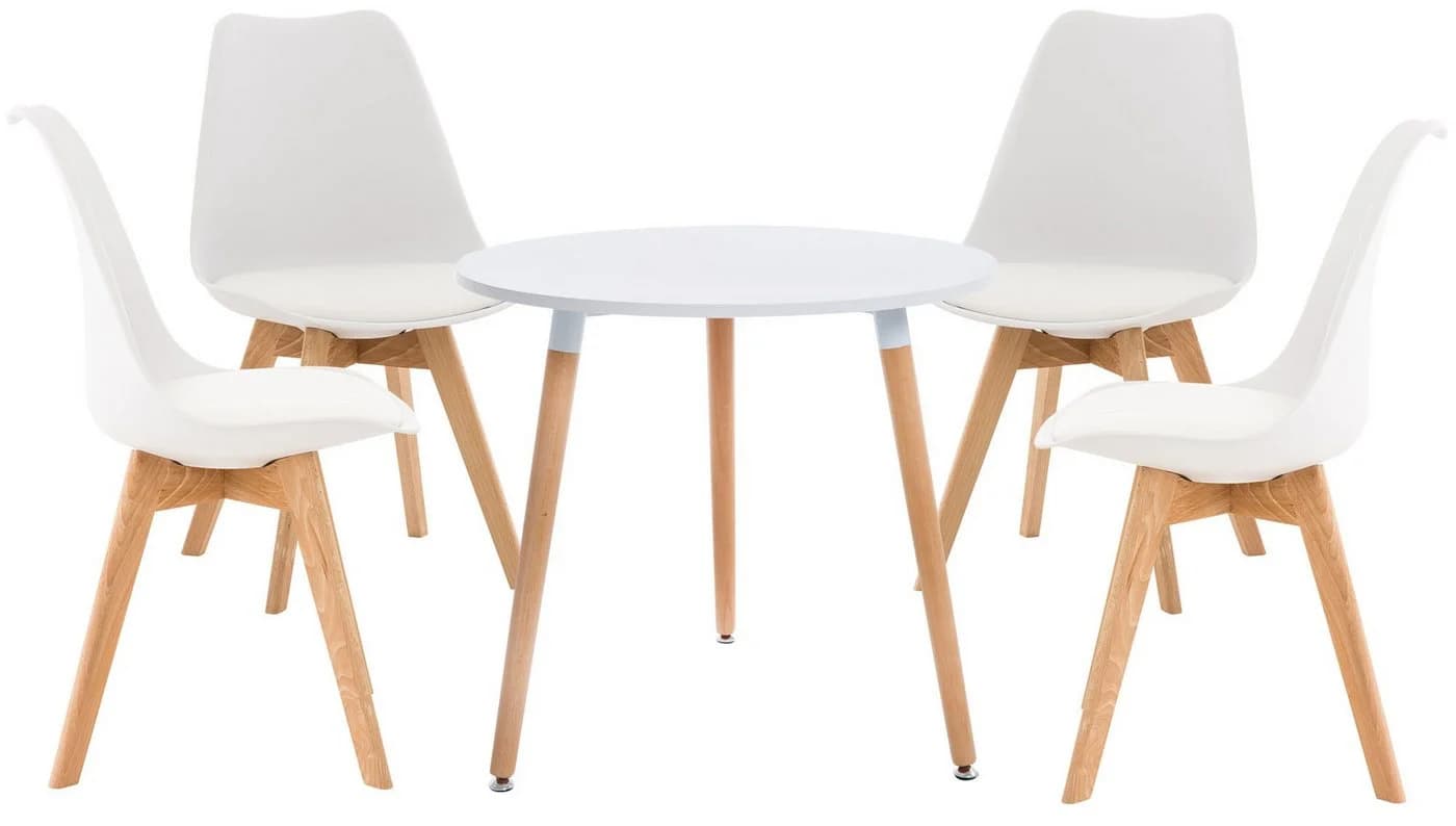 CLP Essgruppe Lansgar 1 Tisch 80 cm 4 Stühle Buchenholz - Bild 3