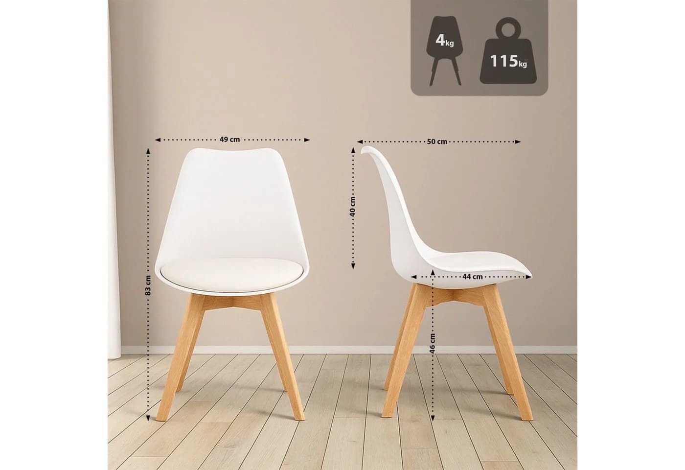 CLP Essgruppe Lansgar 1 Tisch 80 cm 4 Stühle Buchenholz - Bild 4