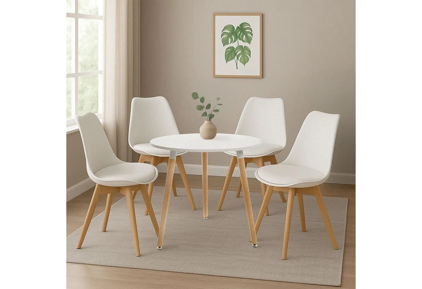 CLP Essgruppe Lansgar 1 Tisch 80 cm 4 Stühle Buchenholz - Bild 5