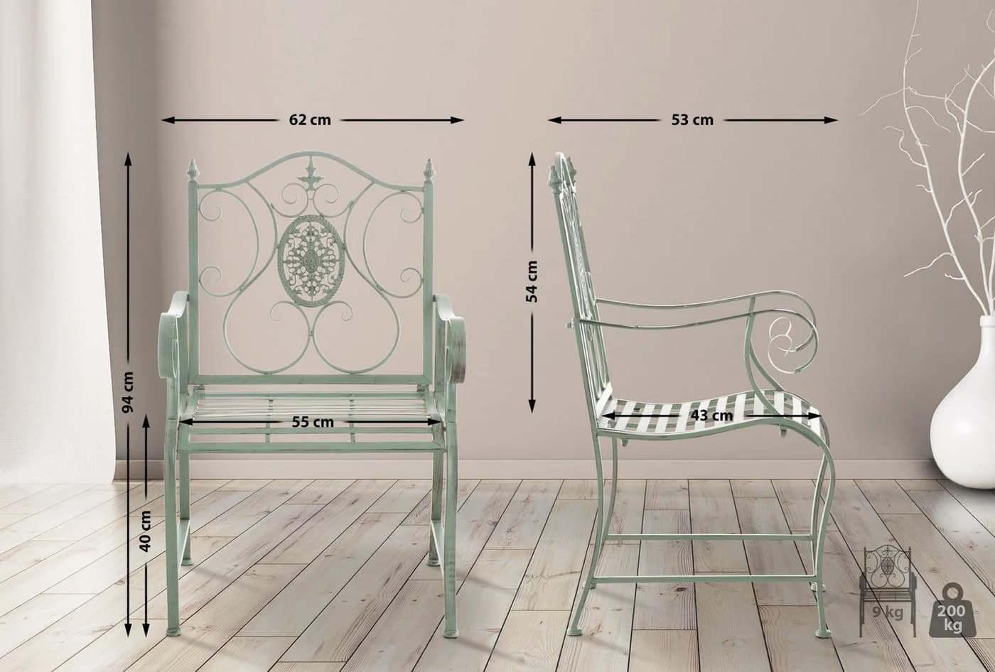 CLP 2er Set Gartenstühle Punjab Landhausstil Eisenlackiert - Bild 2