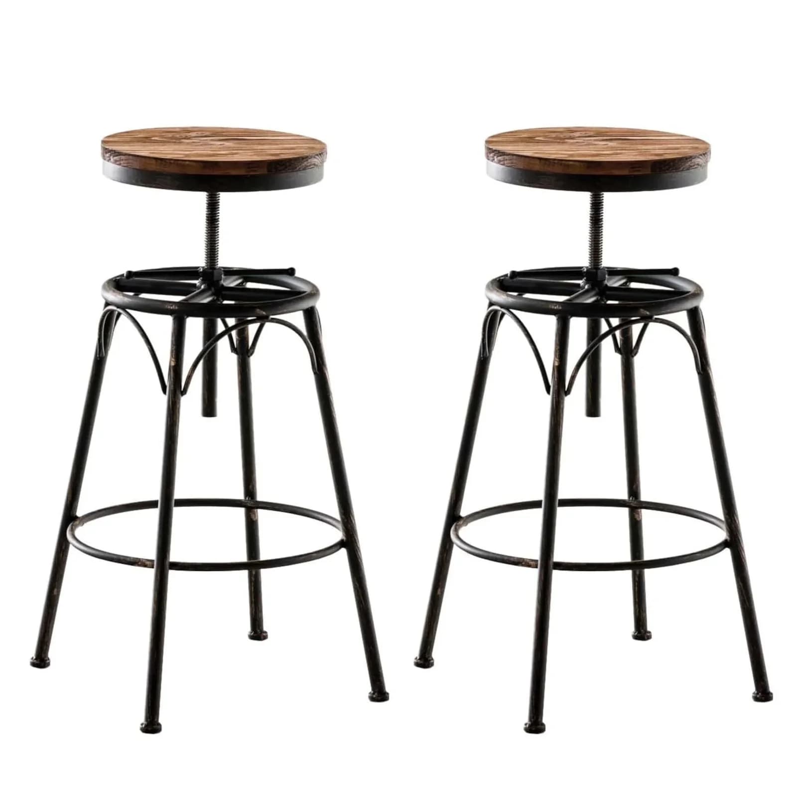 CLP 2er-Set Barhocker Beam Mit Holzsitz Und Metallgestell Höhenverstellbar Drehbar