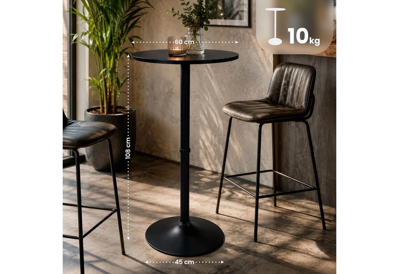 CLP Bartisch Stehtisch Rund Holz Metall Schwarz
