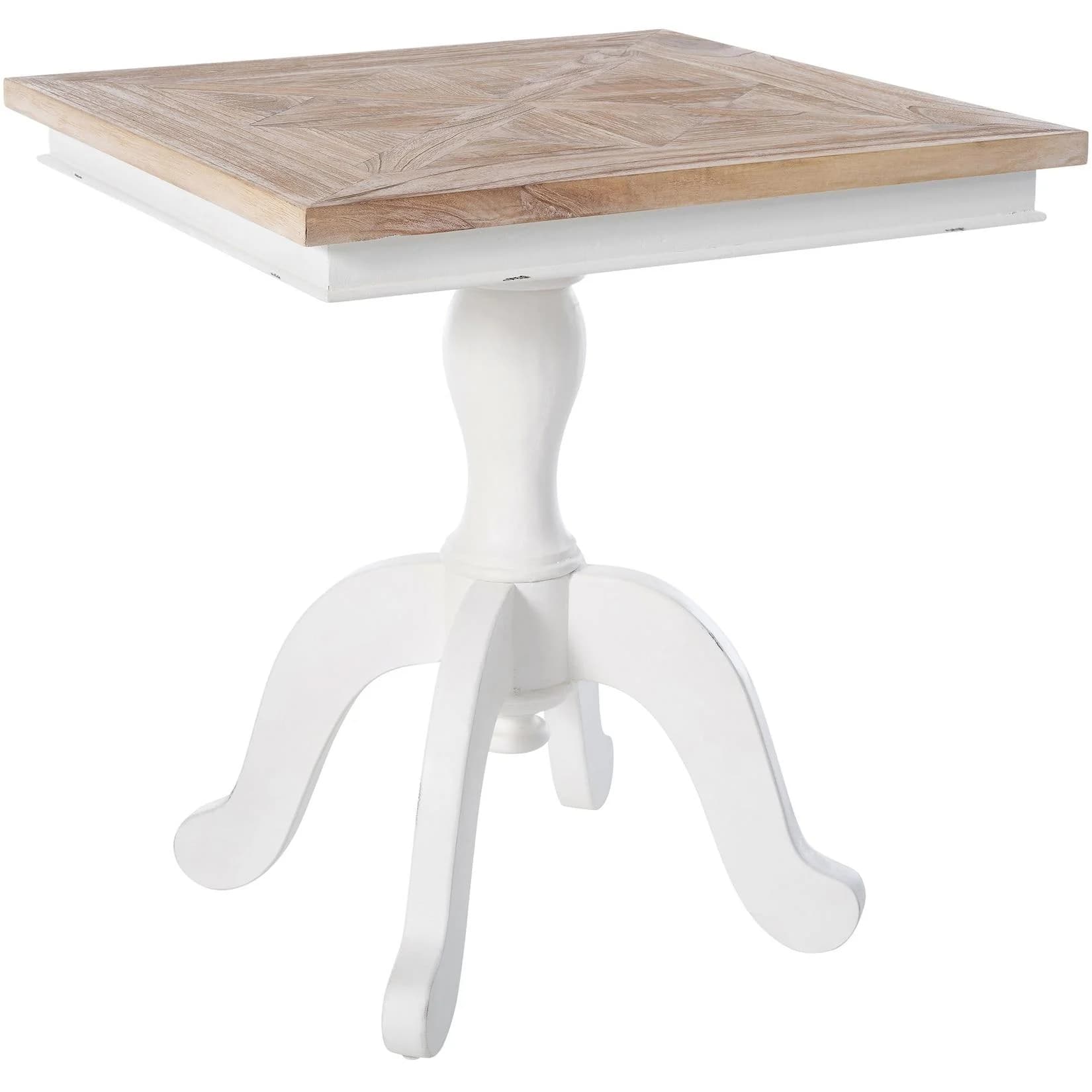 CLP Bistrotisch Grasby Shabby Chic Weiß/Naturholz Quadratisch