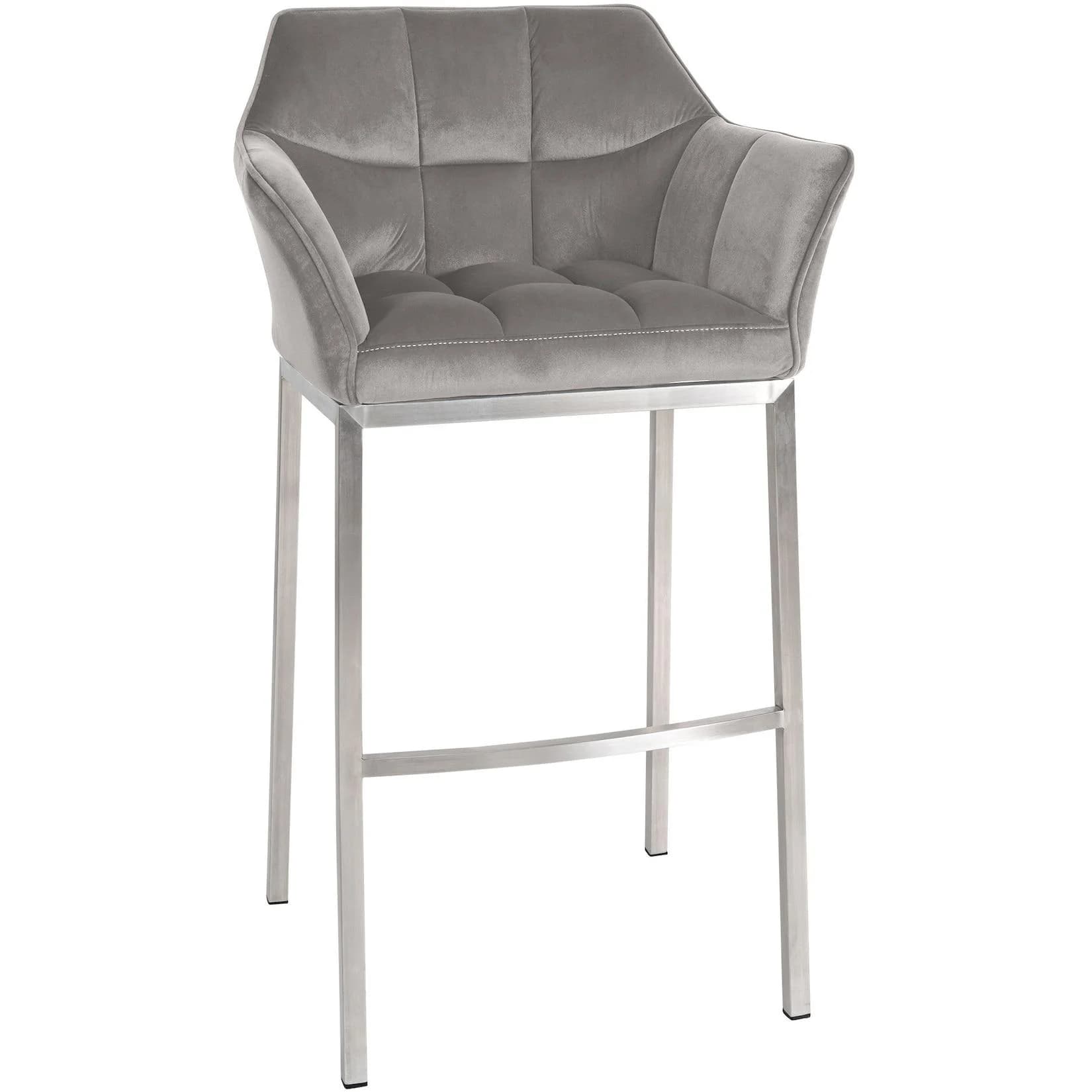 CLP Barhocker Damaso mit Lehne, Samtbezug, Metallgestell, 240 kg belastbar