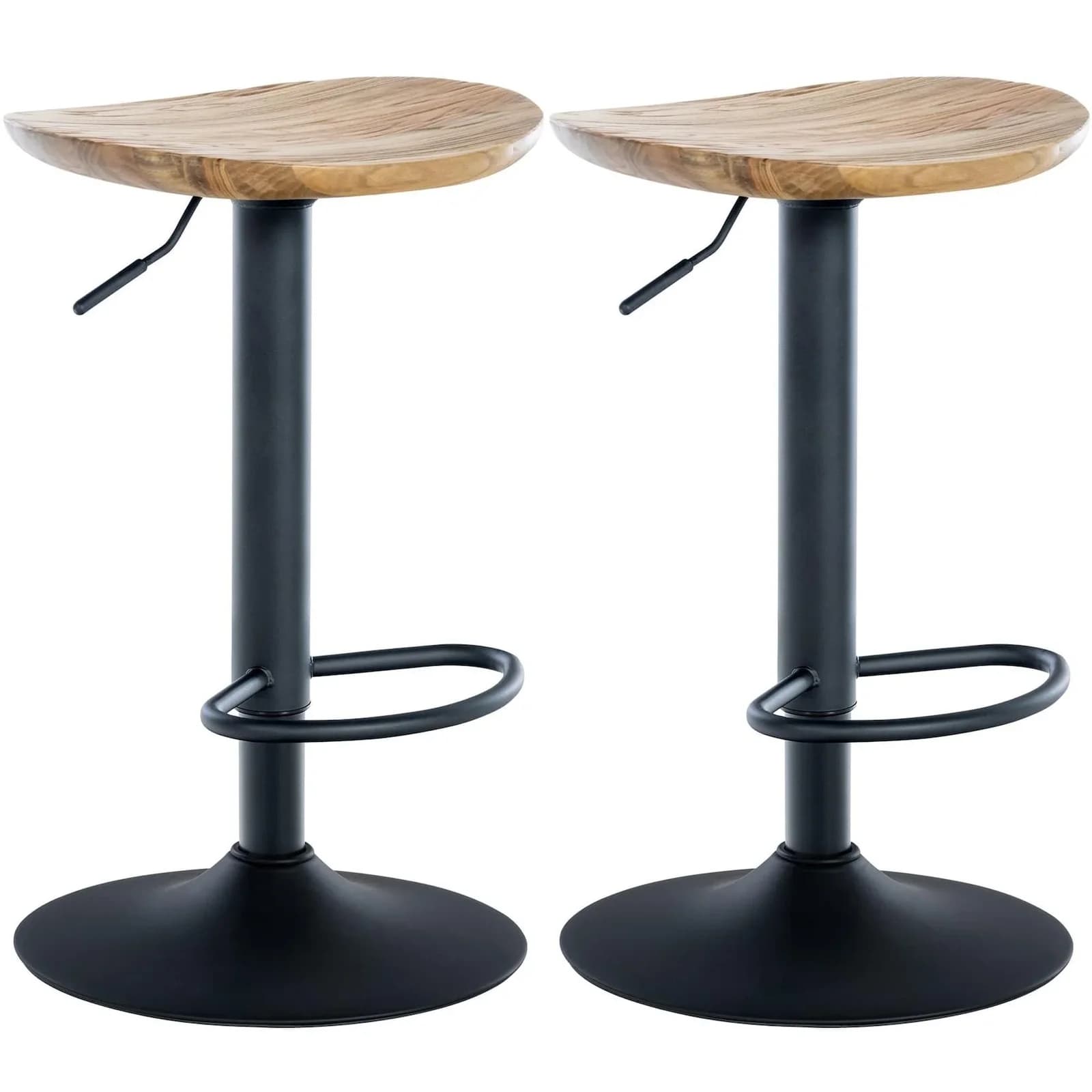 CLP Barhocker Skelde 2er Set Höhenverstellbar Massivholz Schwarz