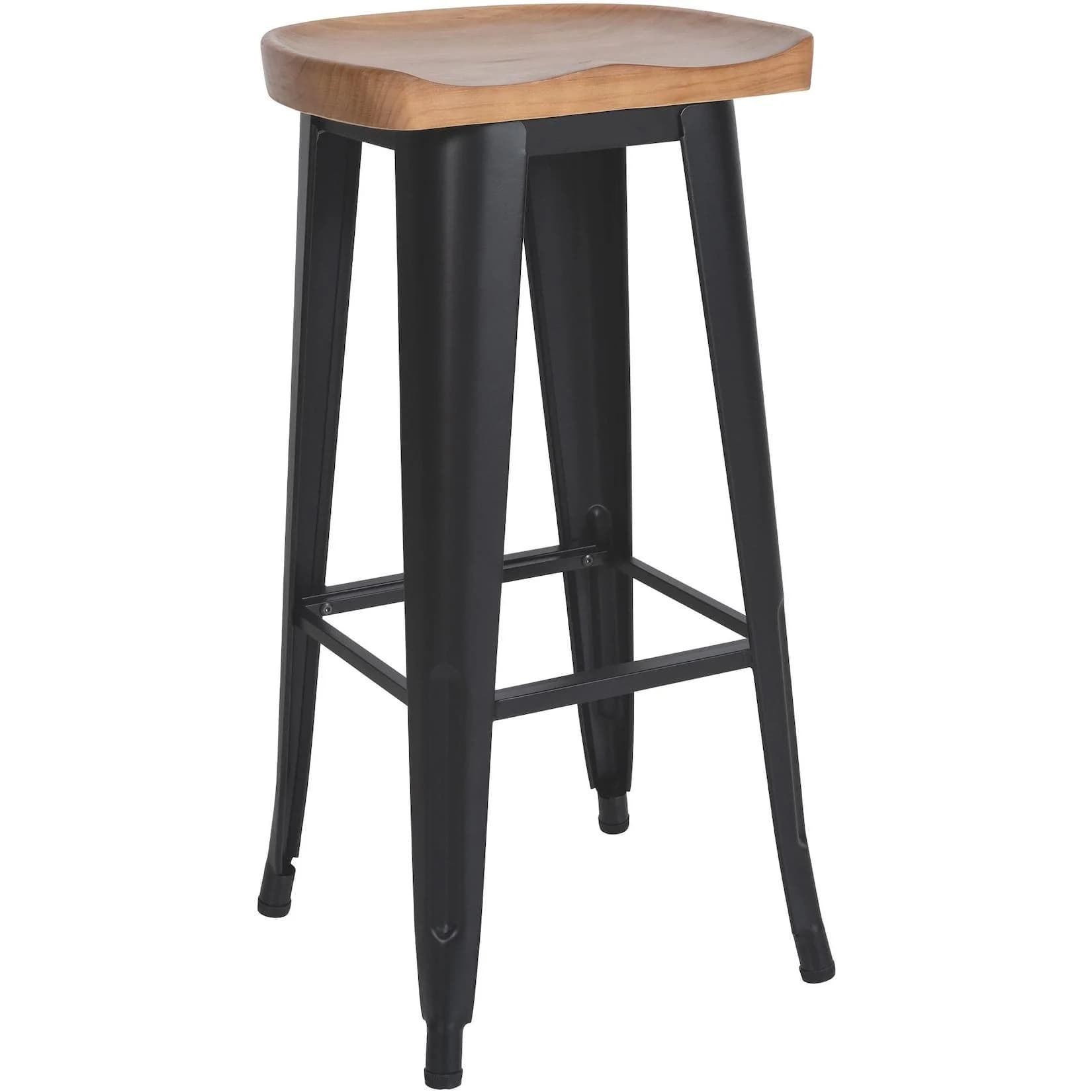 CLP Barhocker Clara Massivholz Tresenstuhl Schwarz Metall
