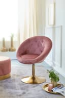 FINEBUY Samt Loungesessel Rosa Gold Drehstuhl mit Rückenlehne Bild 3