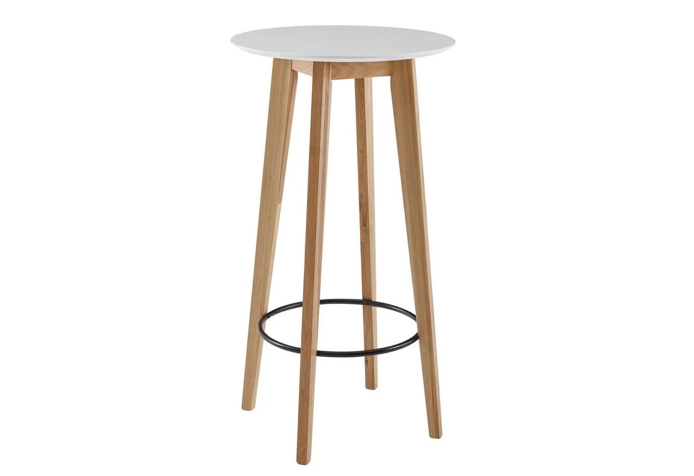 FINEBUY Bartisch Skandinavisch Eiche 60x110x60 cm Weiß Rund - Bild 2