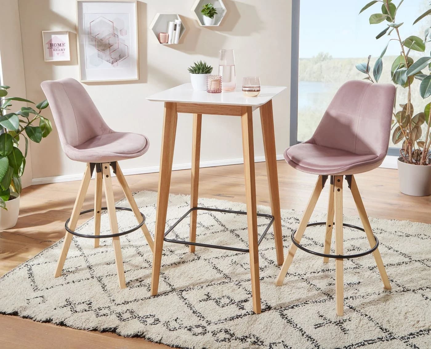 FINEBUY Bartisch Weiß Skandinavisch Eiche MDF - Bild 3