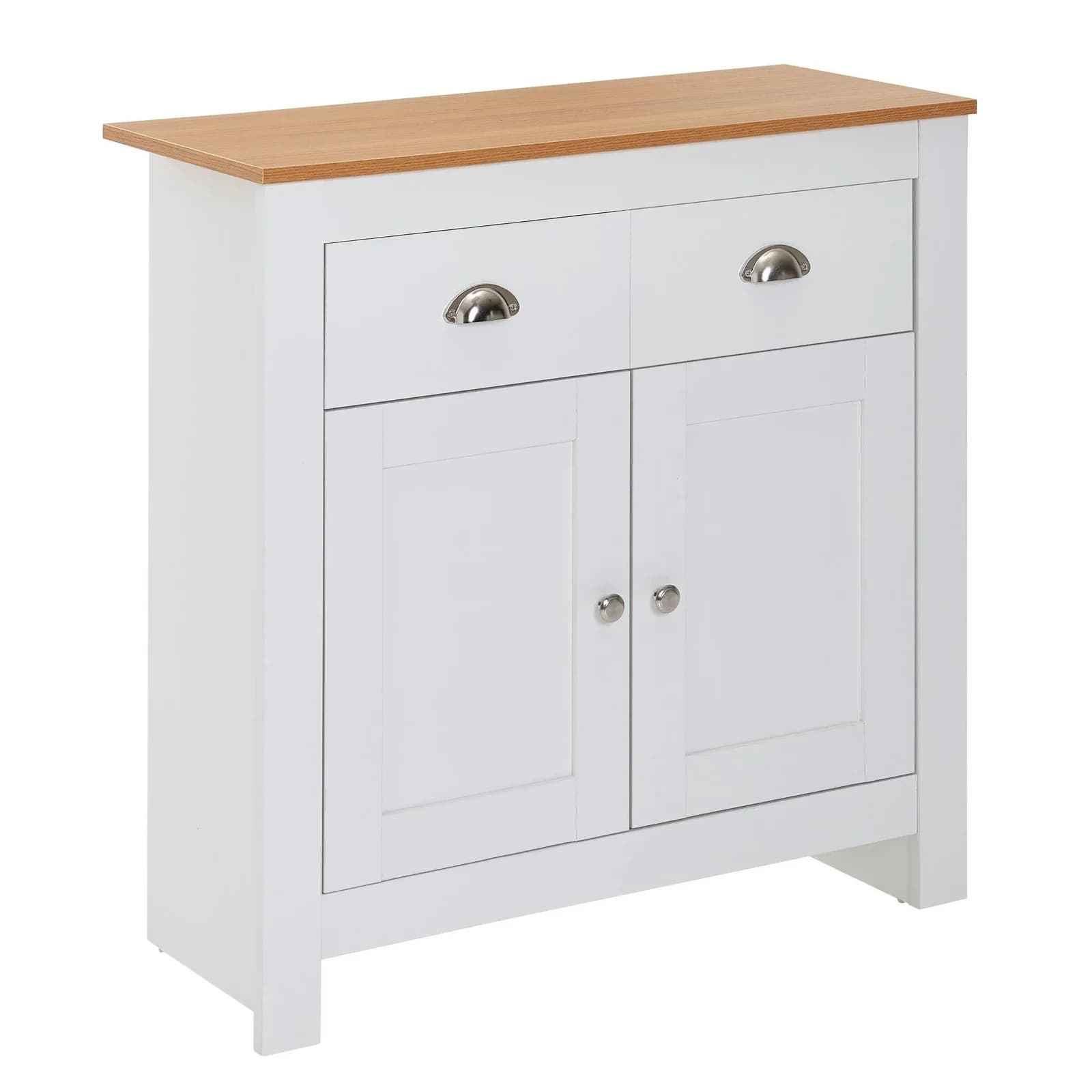 Sideboard Weiß Spanplatte 2 Schubladen 2 Türen